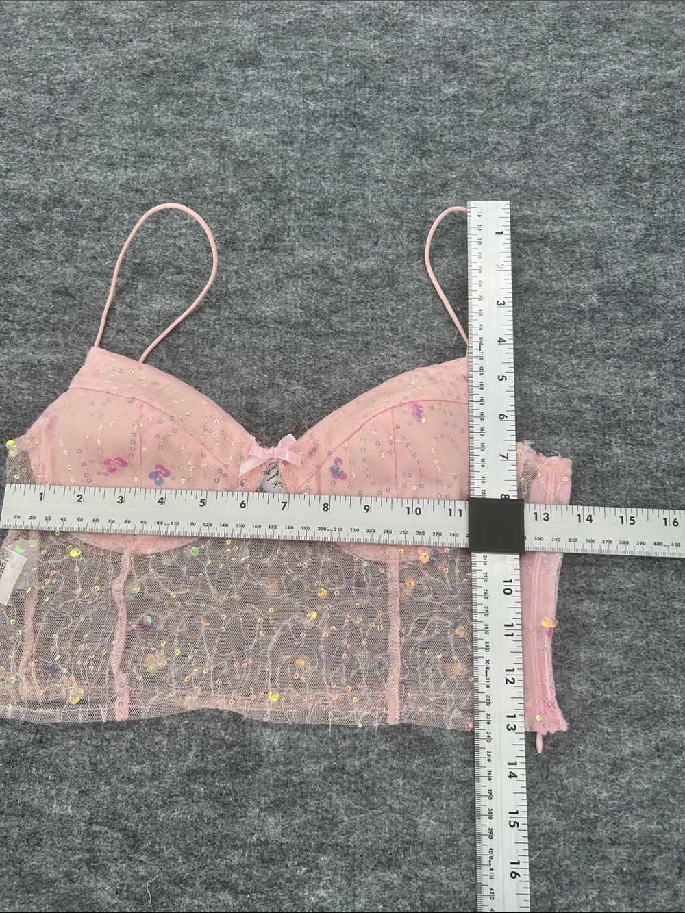 Princess Polly Pink Sequin Breanna Crop Mesh Size 4 - Picture 8 of 9